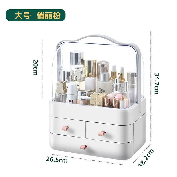 Cosmetics Receiving Box Dust-Proof Desktop Makeup Organizer with Drawer for Skin Care Products Household Storage Box Shelf
