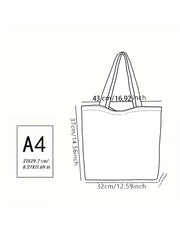 1pc,Gaze Cat handbag, reusable fashionable handbag, multifunctional handbag, printed canvas shopping bag