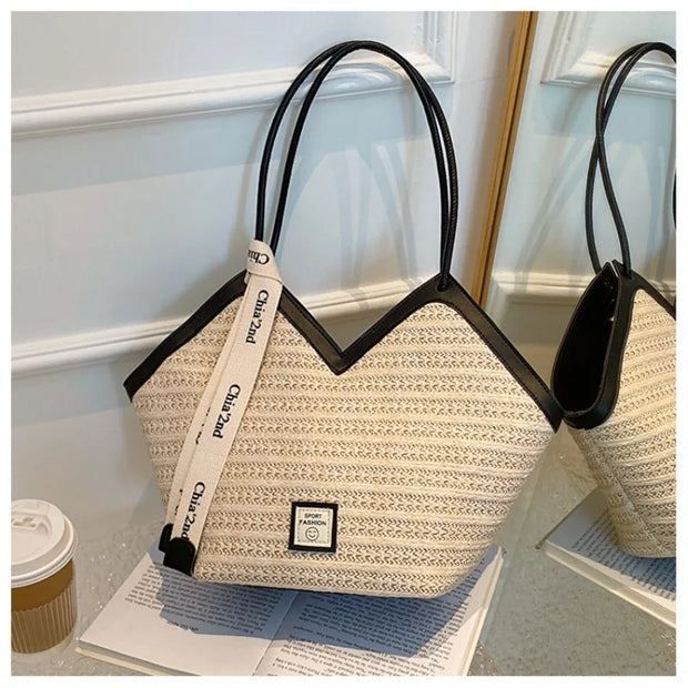 Women's Handbag Fashion Beach Shoulder Bag Straw Bag Designer Large Capacity Handbag Retro Hand-held Woven Bag
