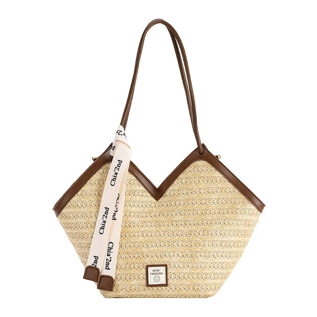Women's Handbag Fashion Beach Shoulder Bag Straw Bag Designer Large Capacity Handbag Retro Hand-held Woven Bag