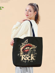 1pc,vintage style handbag, reusable fashionable handbag, multifunctional handbag, printed canvas shopping bag